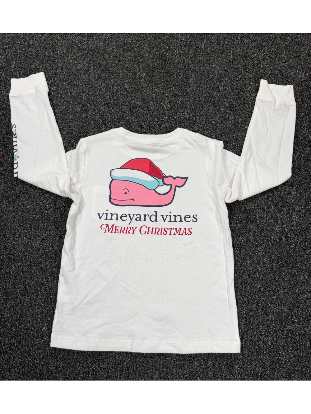 Vineyard Vines Kids White Long Sleeve Christmas Whale Shirt Size 6